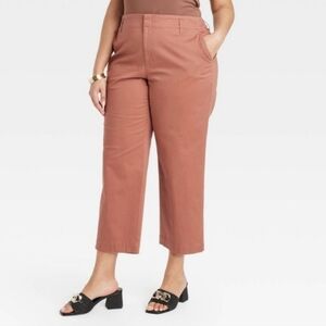 Women's High-Rise Straight Ankle Chino Pants - A New Day Brown 17